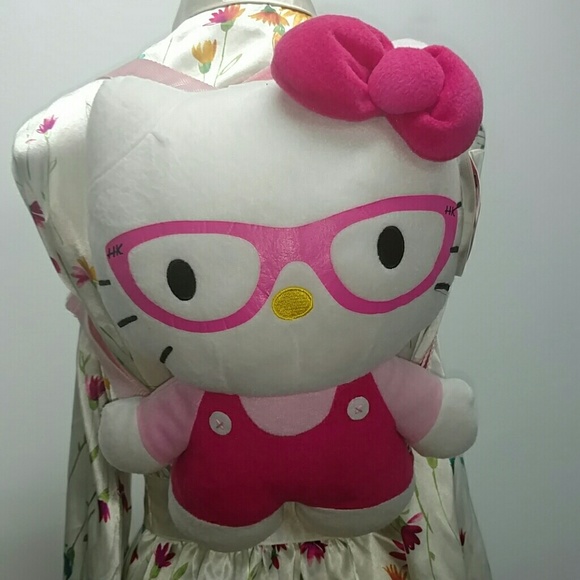 Sanrio Handbags - NWT Hello Kitty Nerd Glasses Plush Backpack Bag